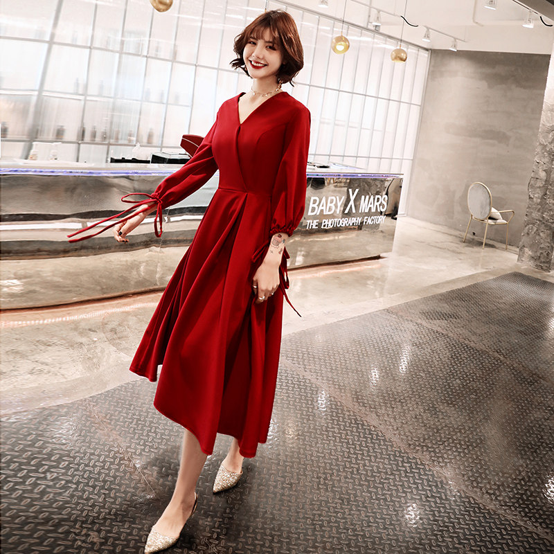 Toast brides 2021 new advanced senses summertime red wedding engagement gown dress women can normally wear