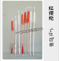 Drama Teng rod Red tassel gun Dance pair flower gun Opera Beijing Opera stage performance props Single gun plastic wooden gun head