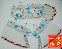 Opera drama headdress Back three sideburns curtain cosmetics Flower Dan Miss Tsing Yi headdress water drill face back pocket