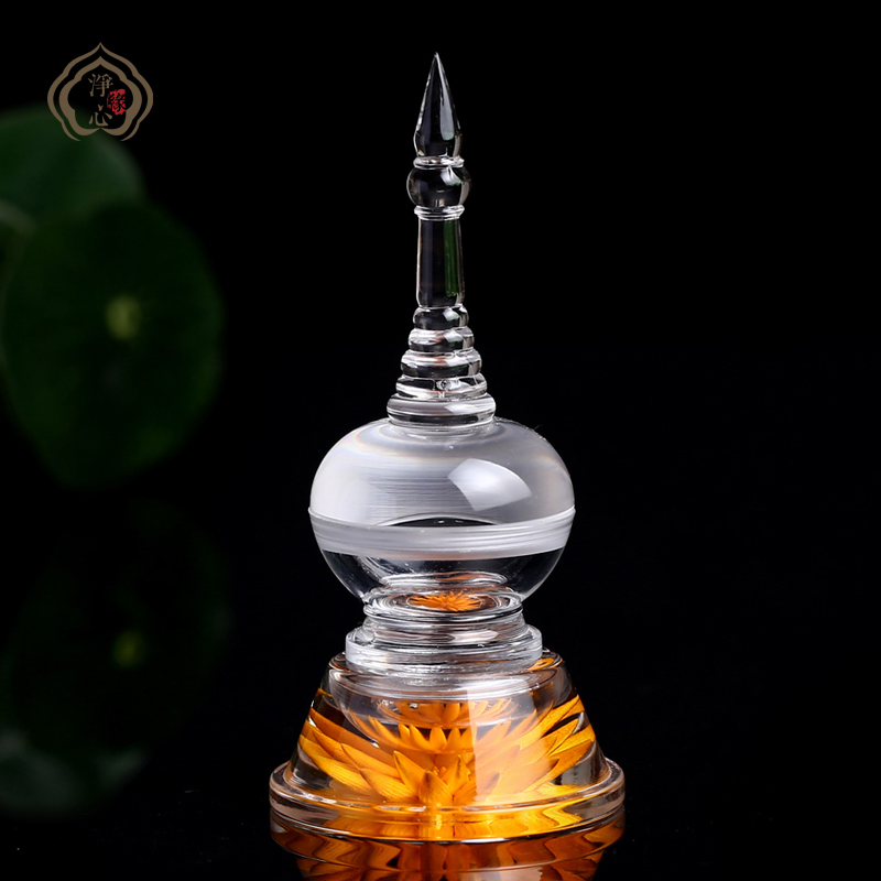 Acrylic aquarium stupa dedicated to the Buddhist hall for the Buddha yellow lotus stupa large