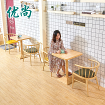 Small Halal New Milk Tea Shop Iron Art Princess Chair Coffee Room Sweet shop original wood color table and chairs Cold Drinking shop small eating shop table and chairs