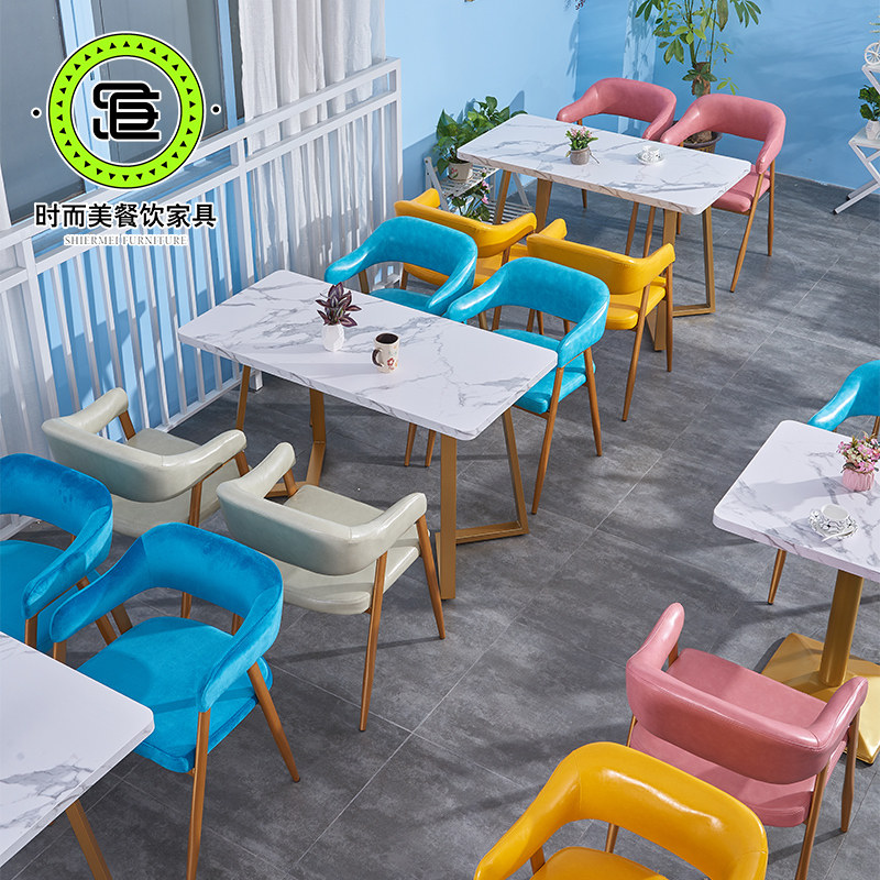 Milk Tea Dessert Shop Dining Table And Chairs Minima Cafeterie Snack Snack Small Eating Shop Egg Pastry Baking Shop Light Lavish Table And Chairs Combination