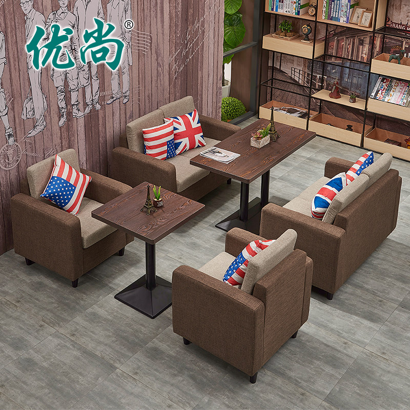 Custom West Restaurant Sofa Cassette Coffee Hall Retro Casual Bar Milk Tea Sweet Shop Double Sofa Table and chairs Composition