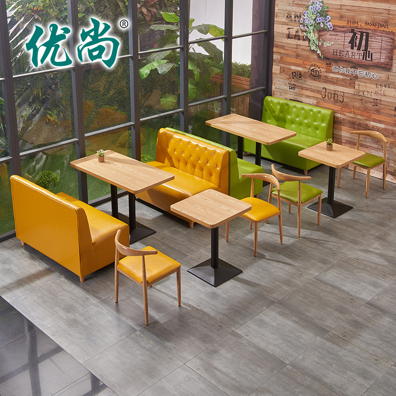 Custom milk tea shop table and chairs combination brief freshener coffee hall Sofa Combined Sweet shop Cold Drinking Shop cassette