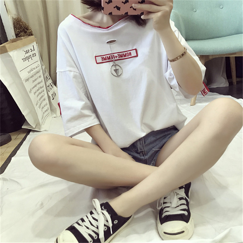 Mùa hè ins ngắn tay T-Shirt nữ Hàn Quốc phiên bản của thủy triều sinh viên lỏng mỏng kích thước lớn hoang dã nửa tay áo chic Han Fan quần áo đầm nhung đẹp