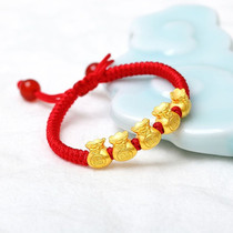 Gold transfer bead blessing bag full gold 999 baby red rope full moon childrens birth year bracelet baby gold bracelet