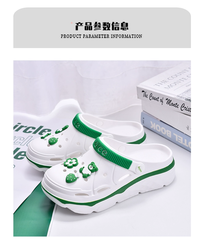 Giày Croc nữ phong cách mới đế bệt bên ngoài đế dày chống trượt thoải mái phòng phẫu thuật Baotou dép đi biển nửa kéo