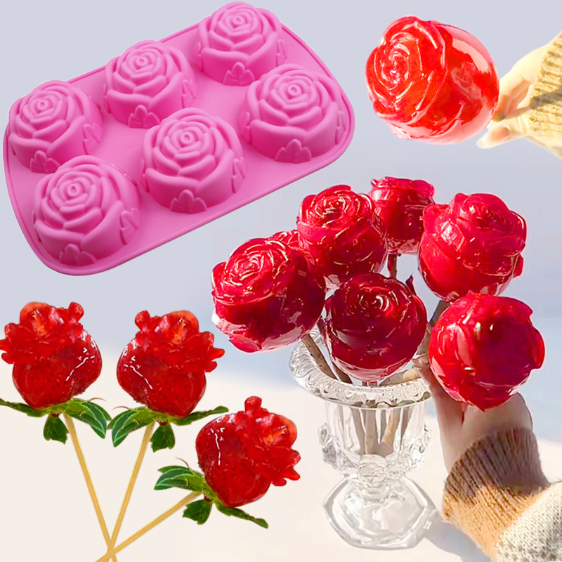 Apple Rose Mold Silicone Strawberry Rose Sugar Hyacinth Christmas Rose Chocolate Flower Type Food Grade Sharper-Taobao