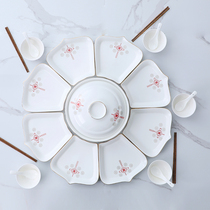 Chinese dishes platters tableware combination set ceramic household reunion New Years Eve dinner Mid-Autumn Festival dinner round table Chinese knot