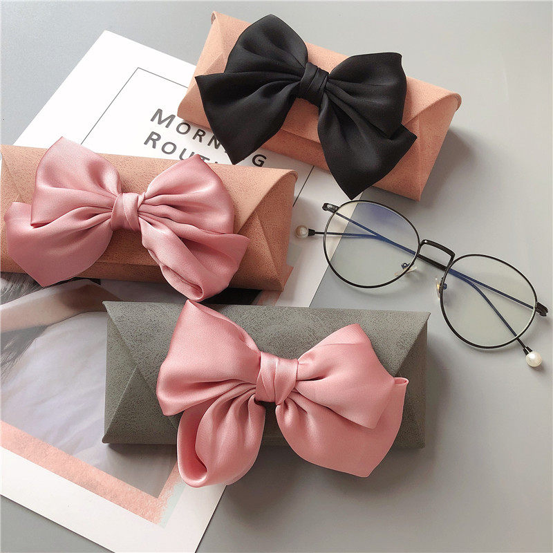 Japanese bowknot frame glasses box anti-pressure high-grade sheepbuck pattern sunglasses sunglasses storage myopia glasses box