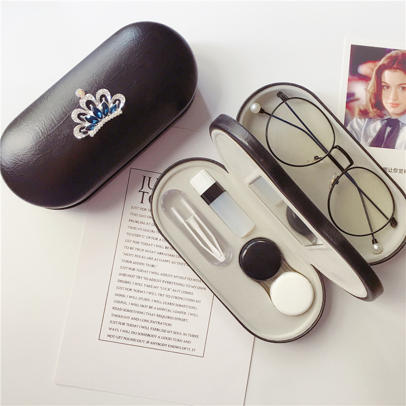 Frame Glasses Case Ins Portable Dual-Layer Dual-Use Contact Lens and Beauty Lens Case Wood Grain Anti-Pressure Dual-Use Storage Box Frame Glasses Case Ins Portable Dual-Layer Dual-Use Contact Lens and Beauty Lens Case Wood Grain Anti-Pressure Dual-Use Storage Box