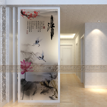 Art glass porch screen aisle living room frosted partition shoe cabinet sliding door background wall double-sided light transmission memory Jiangnan