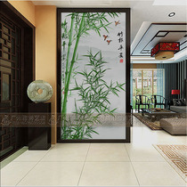 Art glass screen partition entrance background wall double-sided translucent craft glass living room frosted bamboo report peace