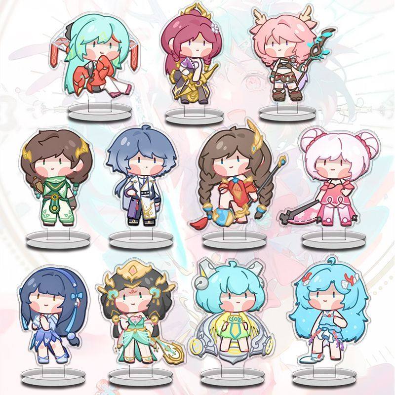 『王者栄耀』のキャラクター、西施、少司淵、大喬、小喬のミニスタンド。学生向けのキュートでスタイリッシュなデスクトップデコレーション。