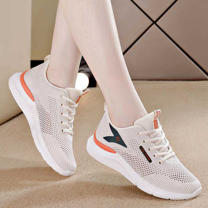 Qiao Zhou Genuine Women's Shoes 2026 Summer New Mesh Breathable Sports Shoes Women's Lightweight Shock-Absorbing Soft-Soled Running Shoes
