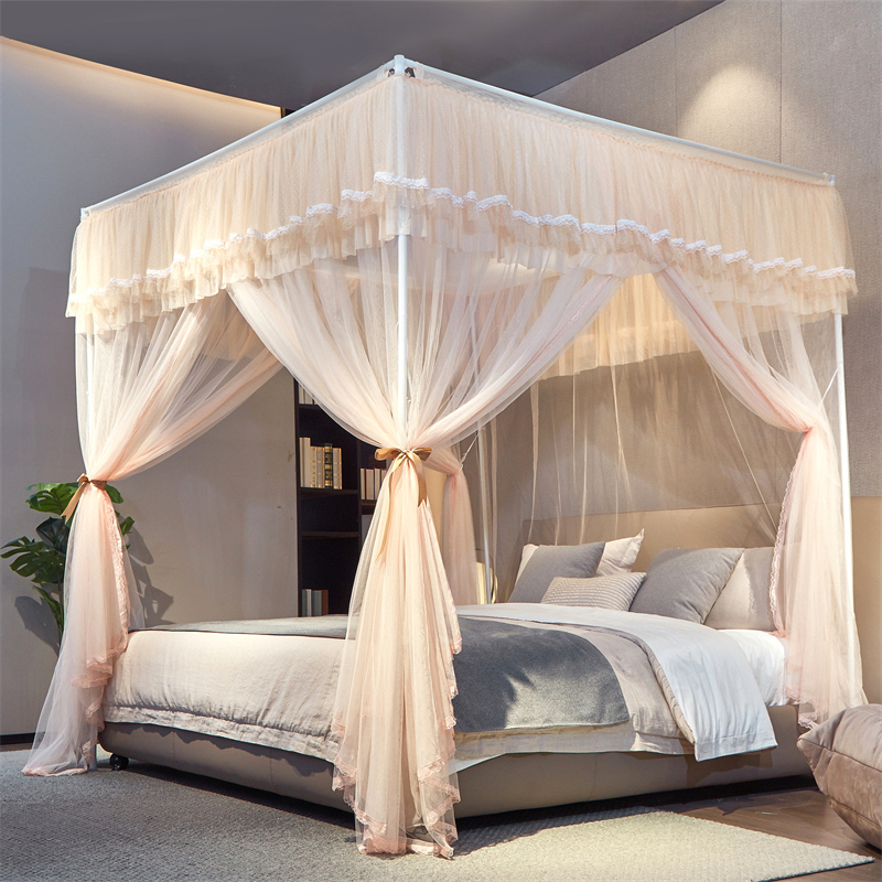 2025 New High-End Lace Princess-Style Palace Mosquito Net, Floor-Standing, Three-Door, Encrypted and Thickened for Home Bedroom Use