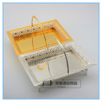 Stainless steel towel plate zinc alloy towel Basket Bar Hotel ktv portable towel basket fruit plate golden towel basket