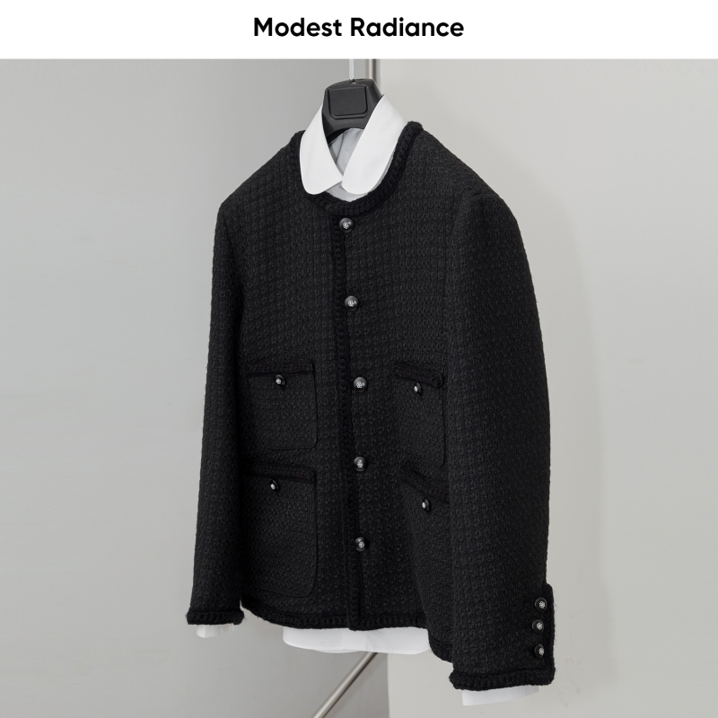 Mr Studio Jing Baoran's Same Classic Four-Pocket Camellia Button Spring Tweed Jacket 8562