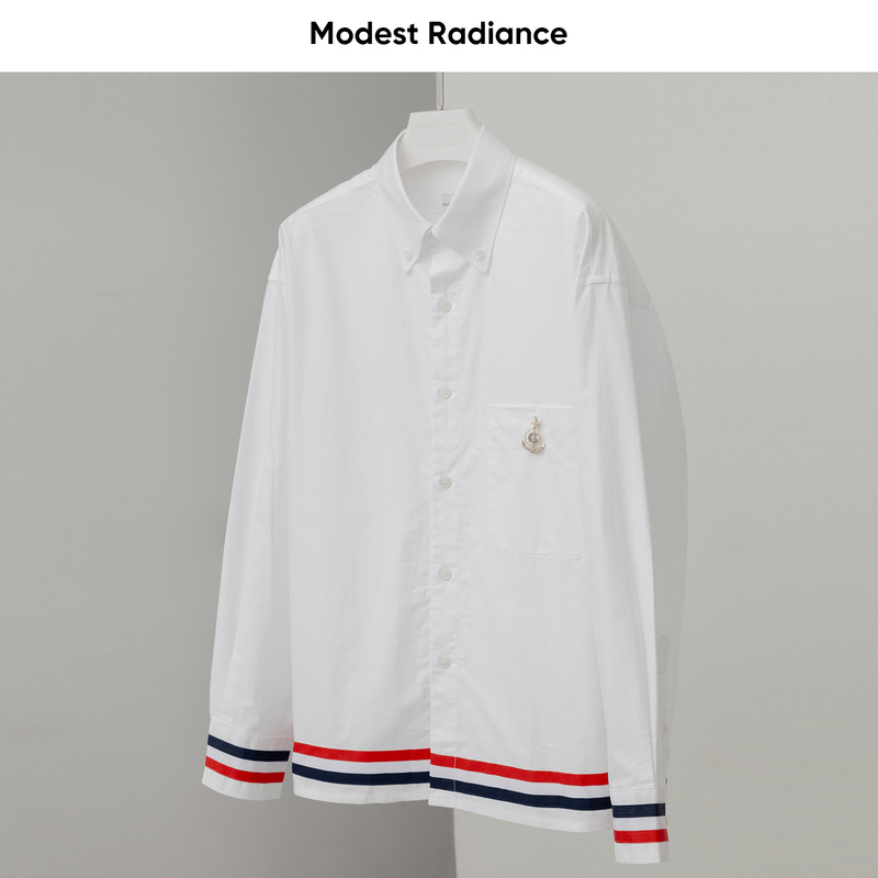 Mr Studio Tb Same Style Summer Three-Color Satin-Decorated Oxford Cotton Long-Sleeved Shirt-Style Jacket 8547