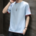 Mùa hè nam ngắn tay áo thun xu hướng cotton T-shirt Hàn Quốc phiên bản của thẻ xu hướng nhấn những người đàn ông áo sơ mi đáy trên xu hướng quần áo. 