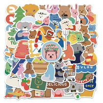Ins cute chocolate bear ipad stickers Korean cartoon hand account mobile phone shell thermos cup decoration stickers
