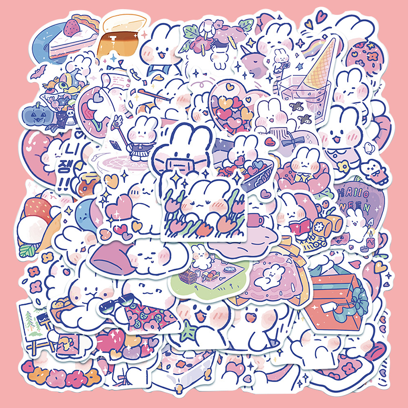 Cartoon Cute Little Rabbit Suitcase Sticker Notebook Computer Mobile Phone Hand Ledger Ipad Water Glass Decoration Stick Painting Waterproof