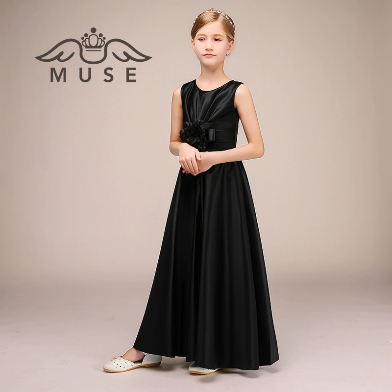 MUSE cô gái buổi tối ăn mặc trang phục piano cô gái ăn mặc violin cello hiệu suất màu đen quần áo trẻ em 10 tuổi