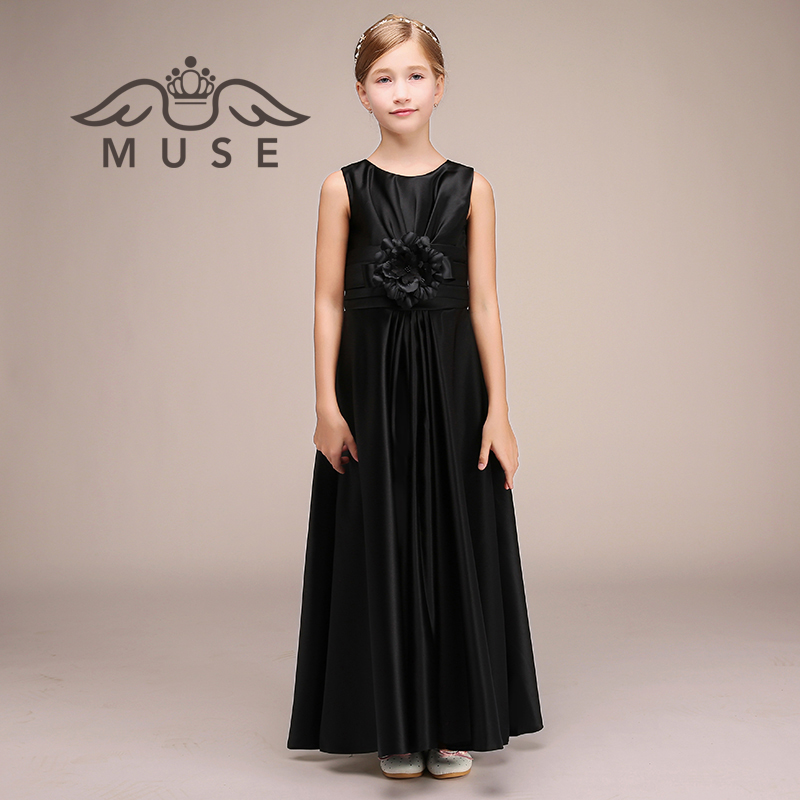 MUSE cô gái buổi tối ăn mặc trang phục piano cô gái ăn mặc violin cello hiệu suất màu đen váy trẻ em 10 tuổi