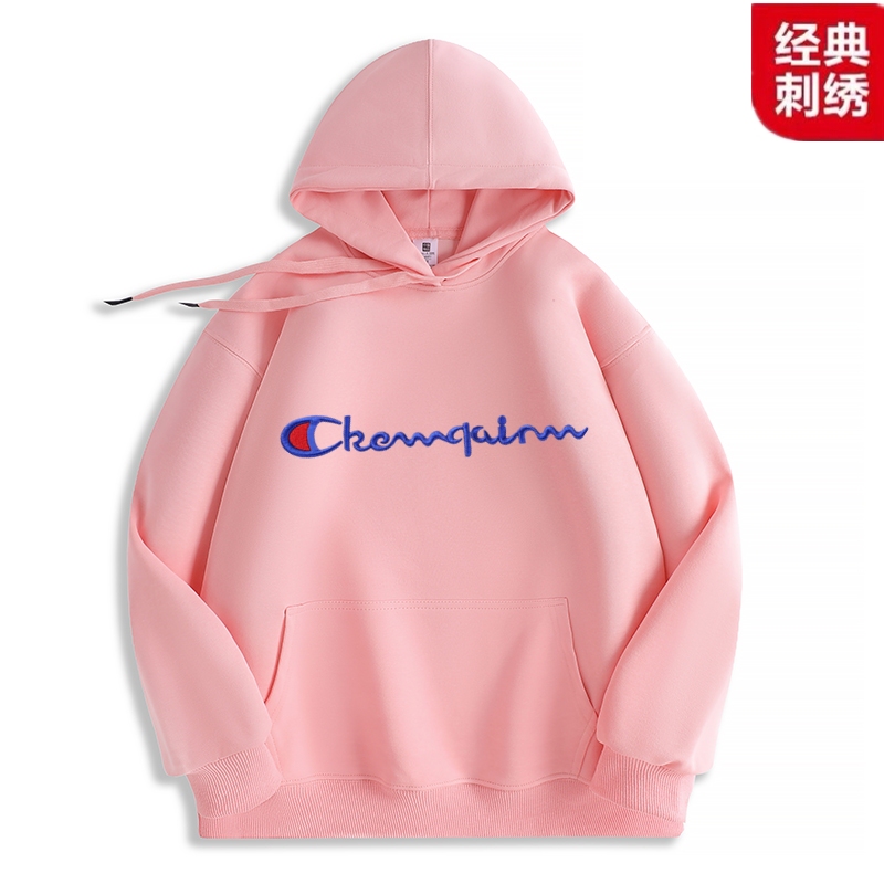 Pink Hooded Non-Pilling Sweatshirt for Men and Women, 2025 Autumn and Winter New Style, Loose Fit, Covers the Hips, Fleece-Lined Top