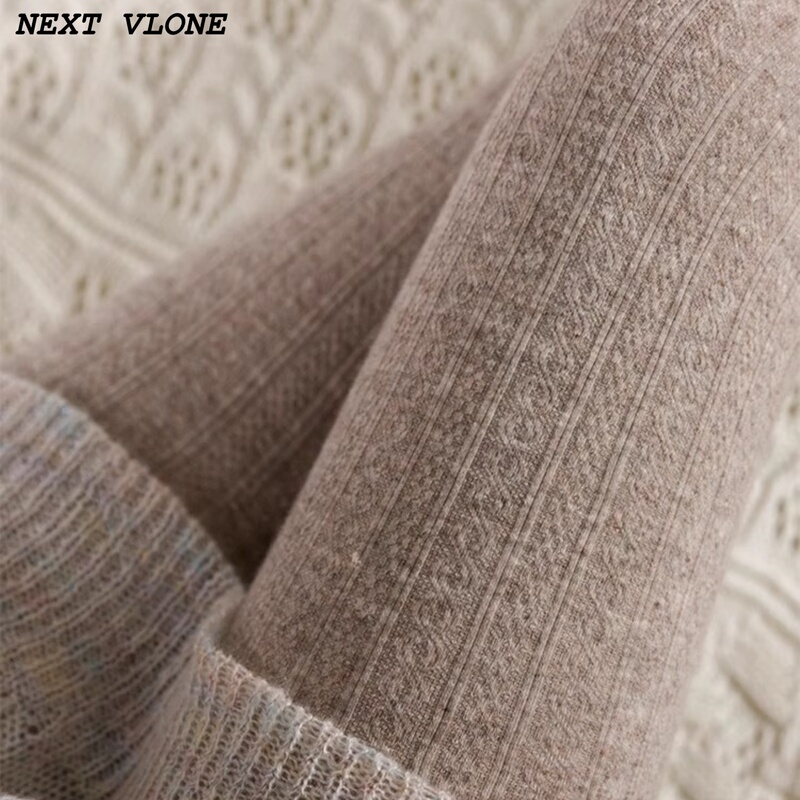 British Lmkl Knitted Cable Knit Leggings Autumn and Winter Tights Vertical Stripes Girls' Fleece-Lined Footed Tights Women's Style