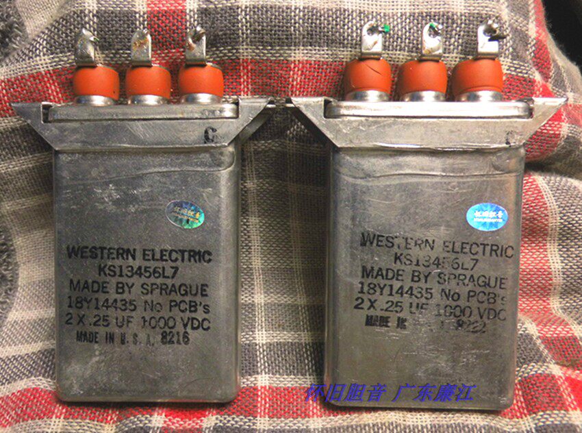 US WE Western Electricity 2×0 25uF 1000V Western Coupled Capacitor Couple Capacitor 2 Prices