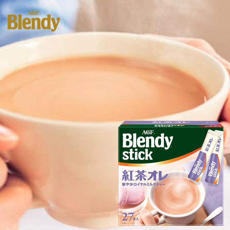 Japan imported agf blendy stick black tea Ole latte milk tea drink 27 pieces