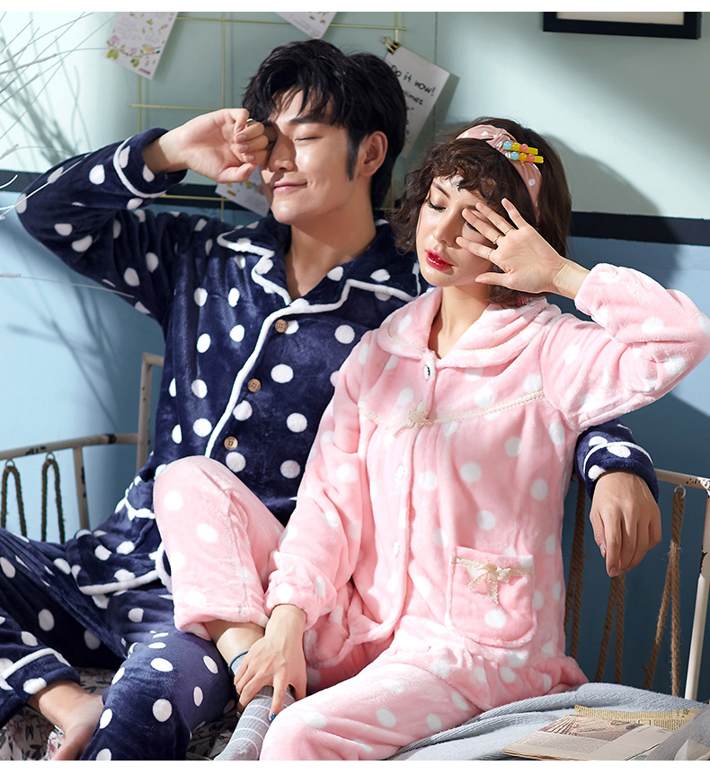 Mùa thu và mùa đông mô hình cặp đôi dày những người yêu thích đồ ngủ nhung san hô đồ ngủ phụ nữ mùa thu và mùa đông flannel nam dịch vụ nhà những kiểu đồ bộ đẹp