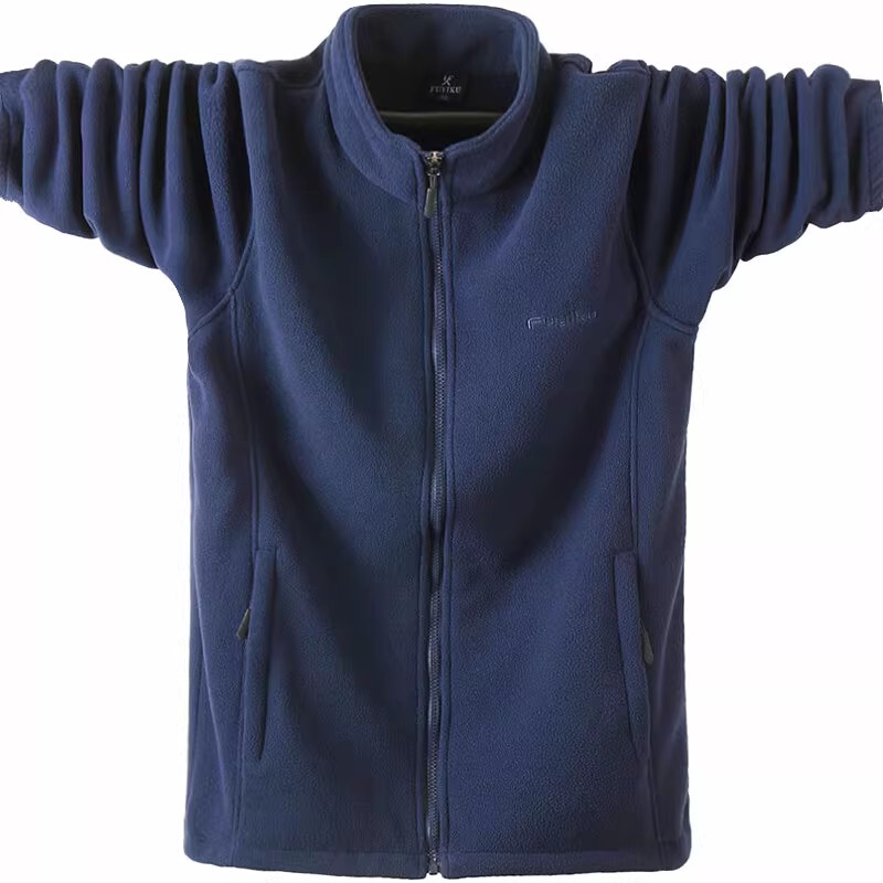 Autumn and Winter Men's Fleece Sports Jacket Double-Sided Fleece Sweatshirt Solid Color Stand-Up Collar Cardigan Warm Jacket