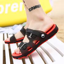 2018 new sandals mens summer word drag summer mens slippers casual non-slip two wear mens beach cool drag