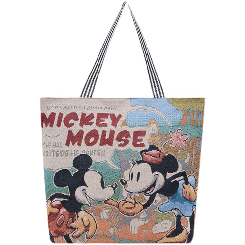 Шоппер для отдыха, сумка на одно плечо, барсетка, льняная сумка, мультяшный тканевый мешок, с вышивкой