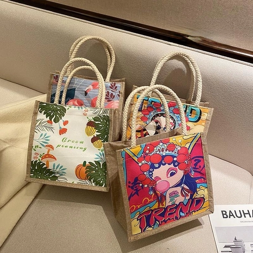 Шоппер, льняная сумка, тканевый мешок, китайский стиль