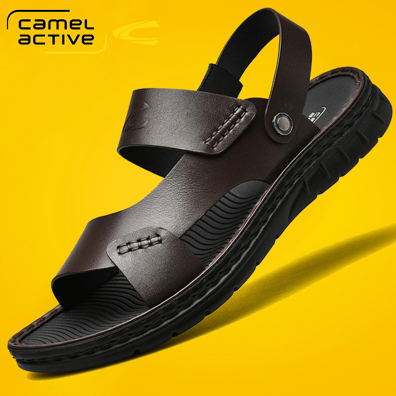 German camel dynamic men's shoes leather sandals men's summer casual men's beach shoes soft bottom non-slip sandals and slippers shoes tide
