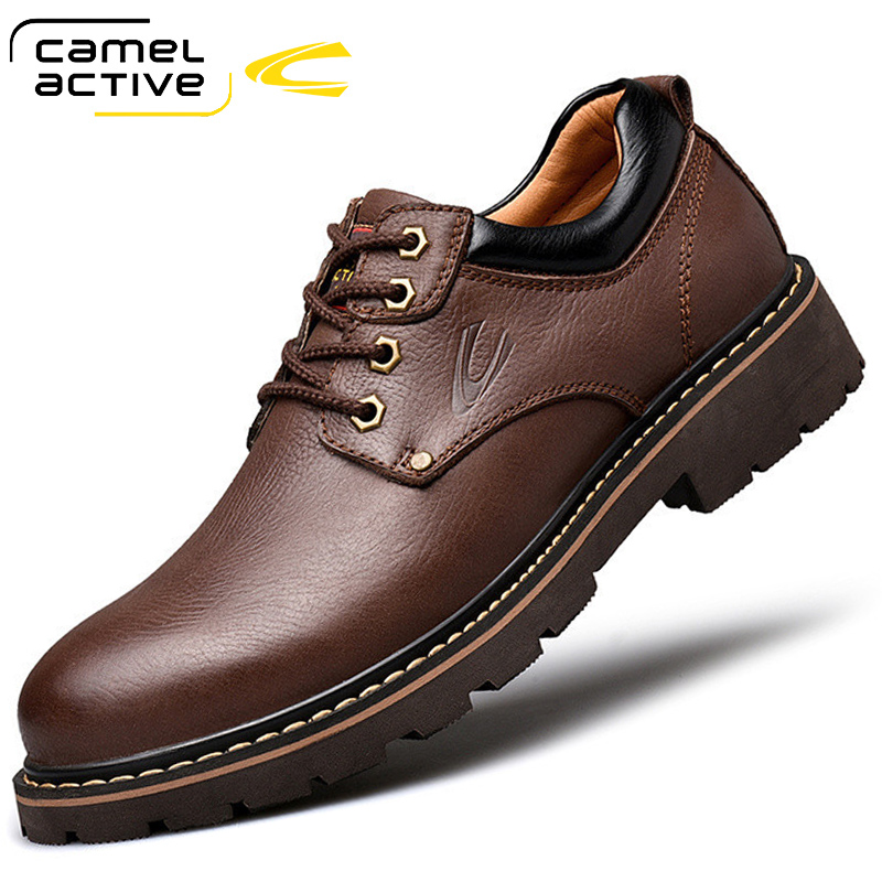 German camel moving real leather men shoes autumn outdoor wear shoes men Englen casual tide shoes large scalp shoes