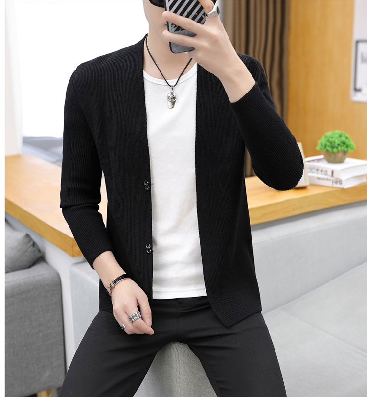 Isaton 2018 thu đông nam đan áo len cardigan áo len giản dị màu rắn Nhật Bản quần áo thể thao
