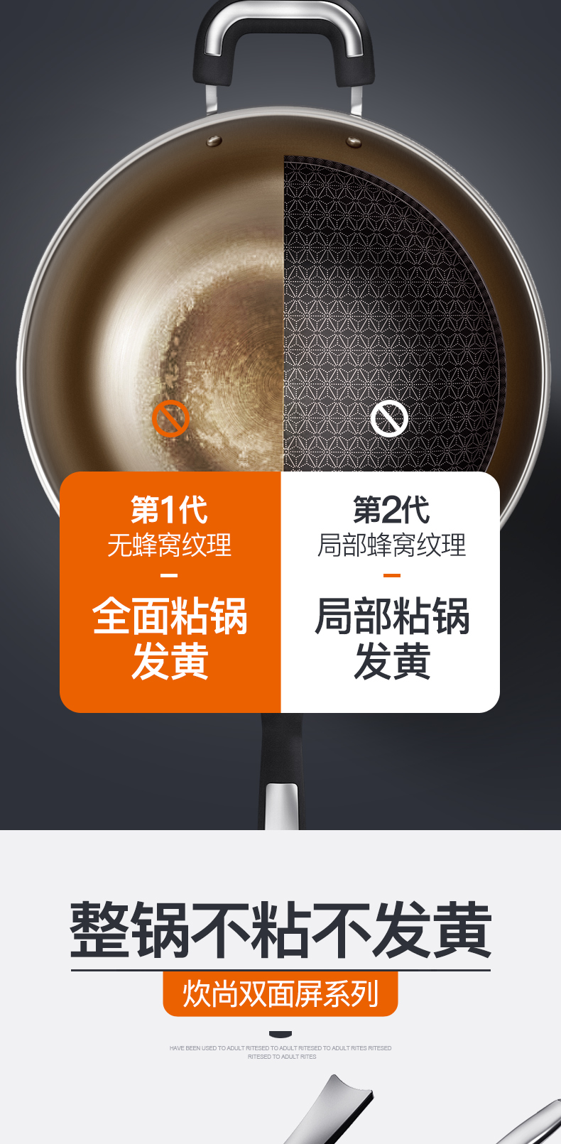 炊尚 316不锈钢 全面屏蜂巢不粘炒锅 图2