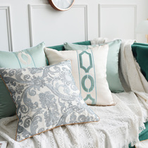 Luxury American Pillow Cushion Summer Ice Silk Embroidery Flower Bed Head Pillow Case Removable Simple Light Luxury European Style