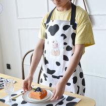 Apron cute Japanese Korean new milk tea shop apron women Fashion Home Kitchen cotton linen ladies cotton canvas