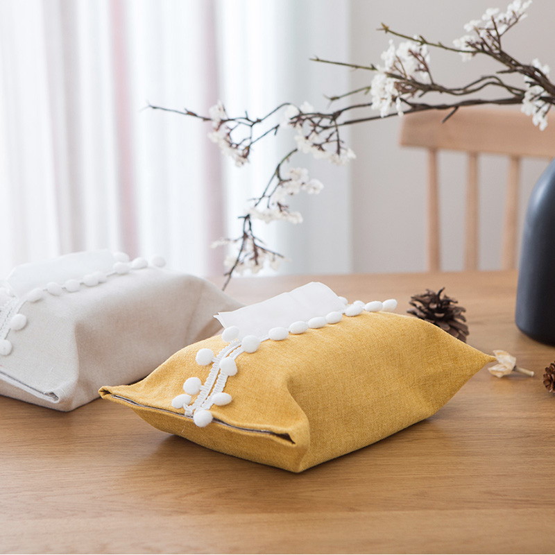 Tissue box fabric cotton linen paper towel bag office Japanese Nordic simple home color drawer paper box paper small draw bag