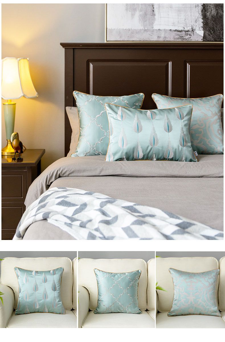 Đệm sofa phòng khách Châu Âu sang trọng lớn trở lại ánh sáng sang trọng thêu gối không có lõi mô hình phòng đơn giản - Trở lại đệm / Bolsters gối và mền 2 trong 1