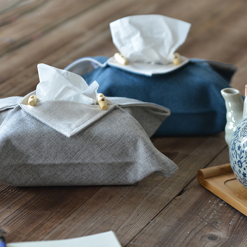 New Chinese tissue box Zen cotton linen tissue cover fabric living room home creative small bag box retro car