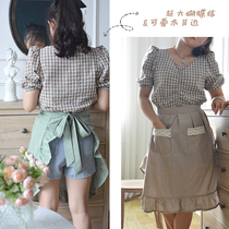 Lace half-length apron cute Japanese princess dress Korean version of net Red Apron Lady household cotton half New
