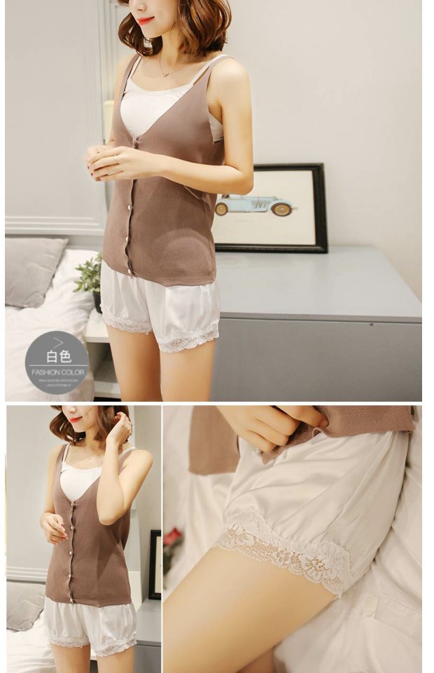 Quần ren chống sáng an toàn cho nữ mùa hè mỏng mặc XL satin lỏng xà cạp ba điểm quần short - Quần tây thường legging nữ