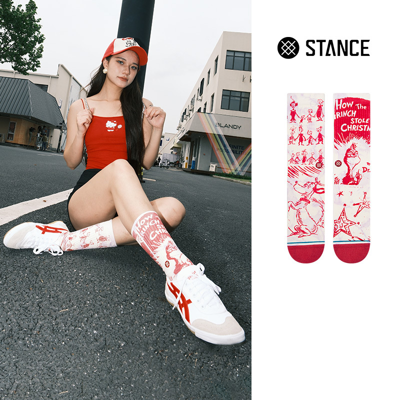 Stance Christmas Grinch Collaboration 556 Mid-Calf Socks Summer Men's Socks Women's Socks Comfortable Breathable Trendy Socks