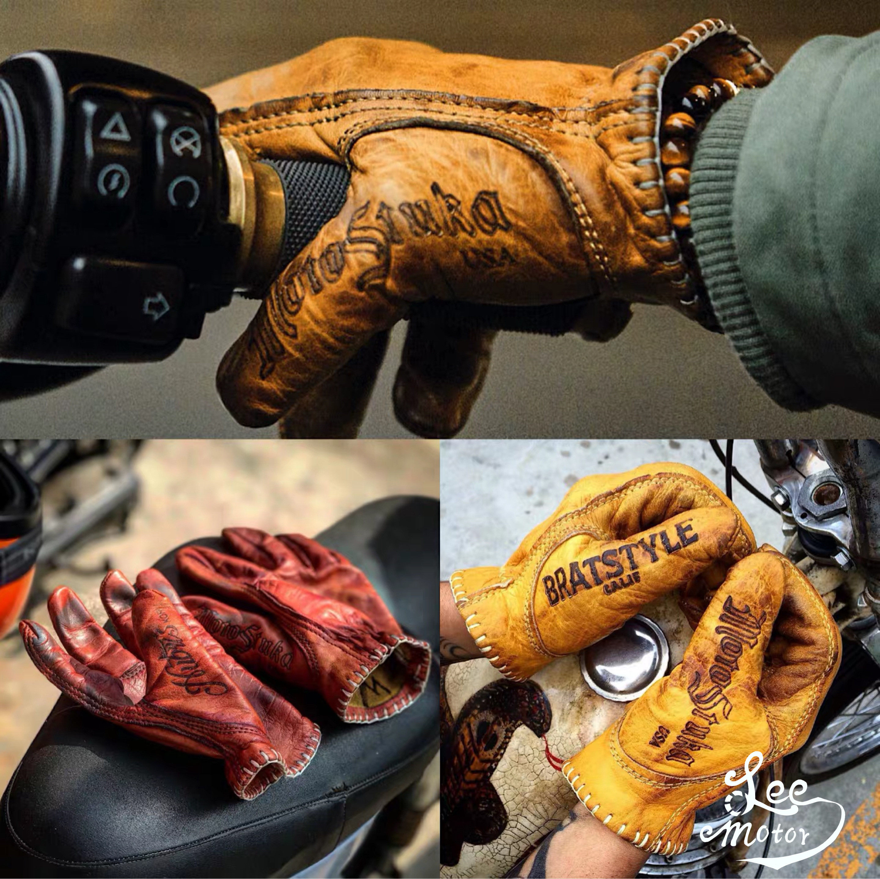 Remo Locomotive America Makes Khale Indian Take Iron Locomotive Retro Café Waterproof Genuine Leather Bull Leather Gloves